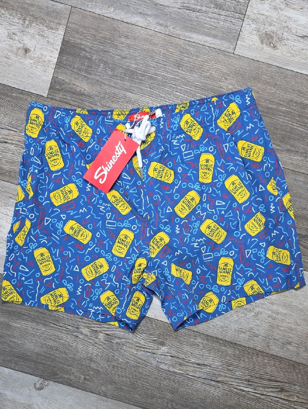 Shinesty Samuel Adams Summer Ale Themed Swim Trunks Sz Lg 5" Inseam *NWT